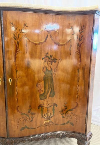 Edwardian Adams Style Marble Top Curved Front Finely Detailed Commode