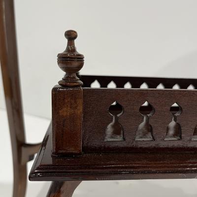 Edwardian Antique English Mahogany Two Tier Side Table Glass Top Gallery Shelf