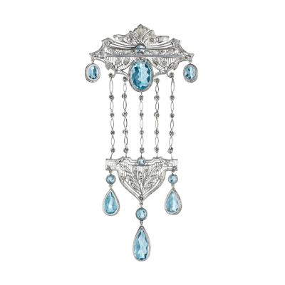 Edwardian Aquamarine Pendant Brooch