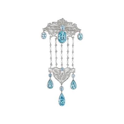 Edwardian Aquamarine Pendant Brooch