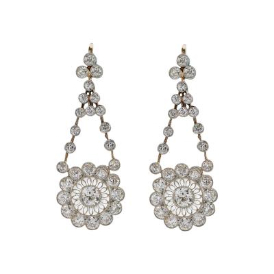 Edwardian Diamond Pendant Earrings