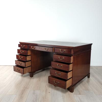 Edwardian English Mahogany Partners Desk