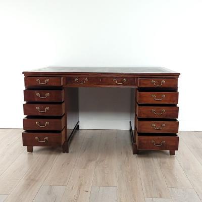 Edwardian English Mahogany Partners Desk