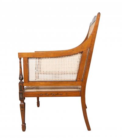 Edwardian Finely Painted And Caned Satinwood Armchair