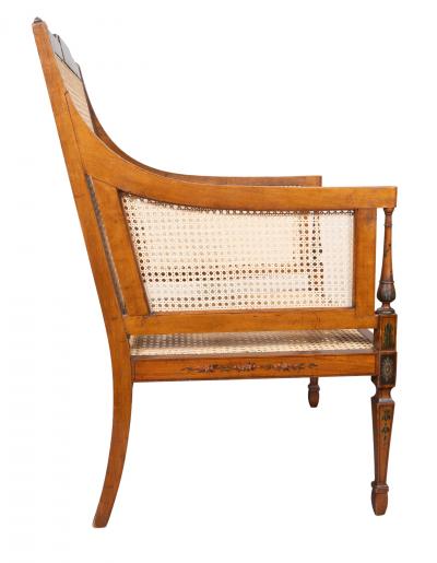 Edwardian Finely Painted And Caned Satinwood Armchair