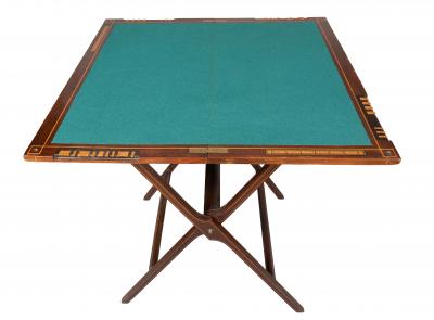 Edwardian Mahogany And Boxwood Portable Games Table By W Thornhill Co