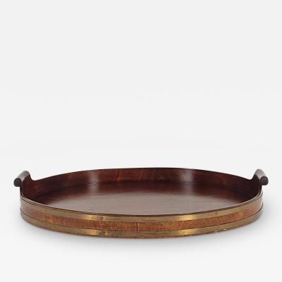 Edwardian Mahogany Tray with Brass Banding