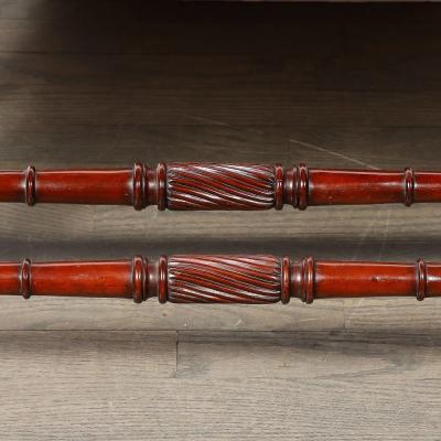 Edwardian Mahogany Writing Desk w Inlaid Exotic Wood Detailing Bronze Pulls