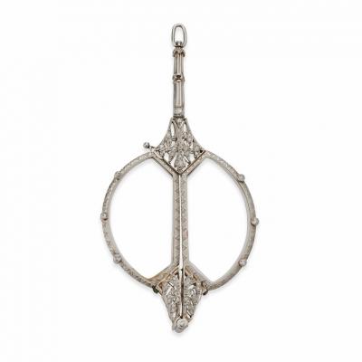 Edwardian Platinum and Diamond Lorgnette Pendant