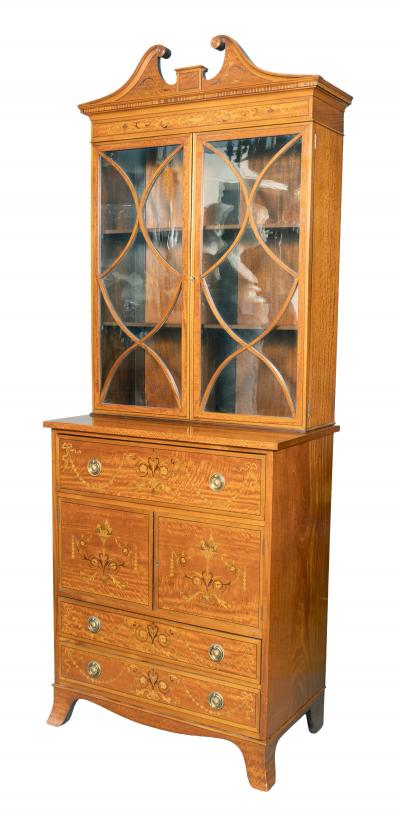 Edwardian Satinwood And Inlaid Secretaire