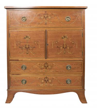 Edwardian Satinwood And Inlaid Secretaire