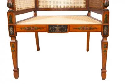 Edwardian Satinwood And Painted Armchair