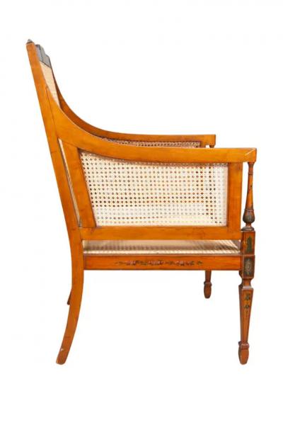 Edwardian Satinwood And Painted Armchair