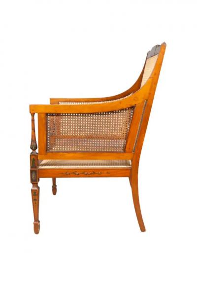 Edwardian Satinwood And Painted Armchair