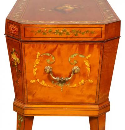 Edwardian Satinwood And Painted Wine Cooler