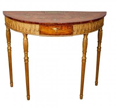 Edwardian Satinwood Gilded and Painted Console Table