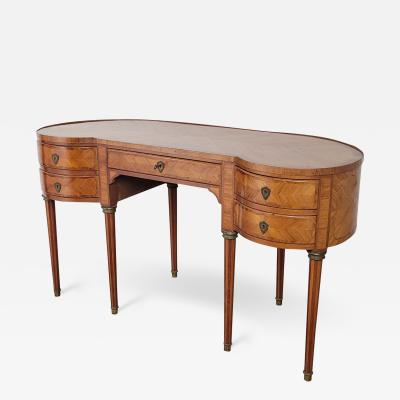 Edwardian Satinwood Marquetry Kidney Shaped Desk England circa 1910