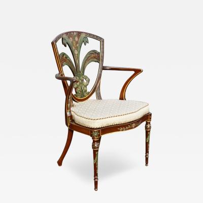 Edwardian Satinwood and Painted Armchair