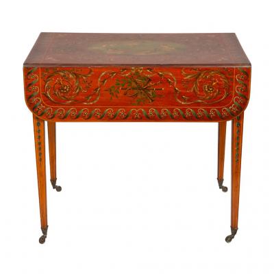 Edwardian Satinwood and Painted Pembroke Table