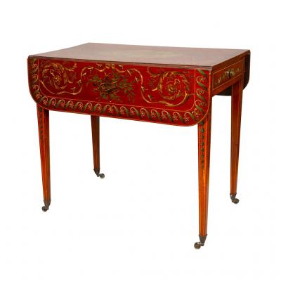Edwardian Satinwood and Painted Pembroke Table