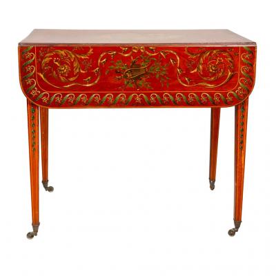 Edwardian Satinwood and Painted Pembroke Table