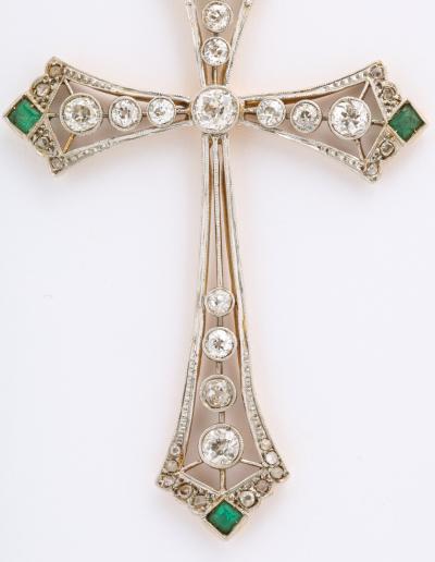 Edwardian diamond and emerald cross