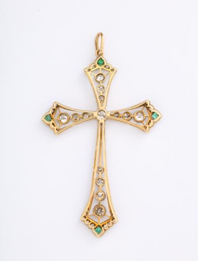 Edwardian diamond and emerald cross