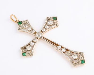Edwardian diamond and emerald cross