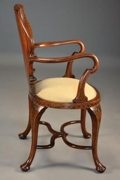 Edwardian satinwood painted armchair in the Georgian style