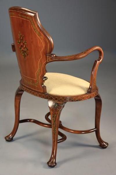 Edwardian satinwood painted armchair in the Georgian style