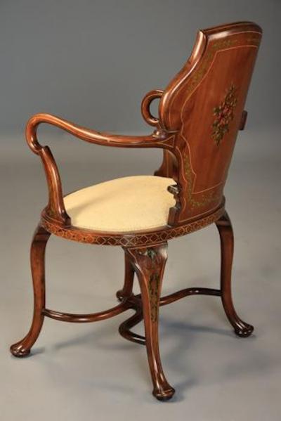 Edwardian satinwood painted armchair in the Georgian style