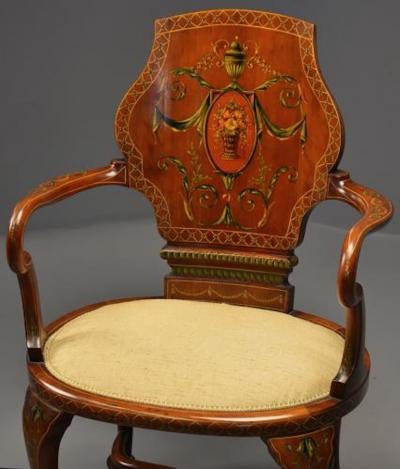 Edwardian satinwood painted armchair in the Georgian style