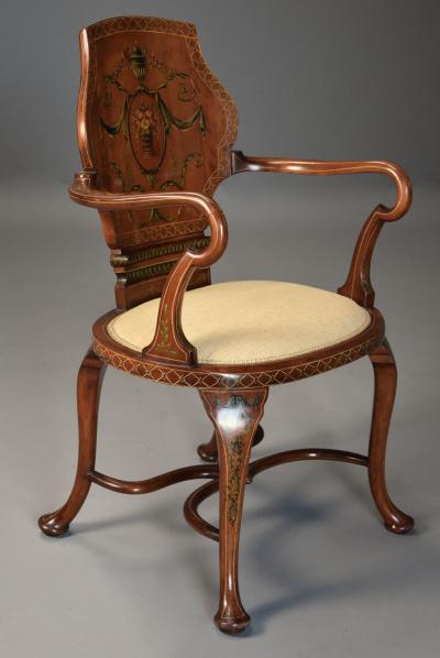 Edwardian satinwood painted armchair in the Georgian style
