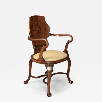 Edwardian satinwood painted armchair in the Georgian style