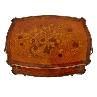 Edwards Roberts Gilt bronze mounted marquetry two tier table by Edwards Roberts