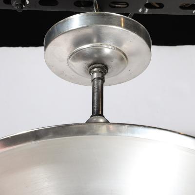 Edwin Guff Art Deco Machine Age Brushed Aluminum Pendant Chandelier signed Edwin Guff