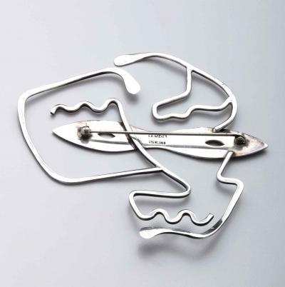 Edwin M R Weiner Unique Ed Weiner 1950s Silver Brooch