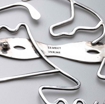 Edwin M R Weiner Unique Ed Weiner 1950s Silver Brooch