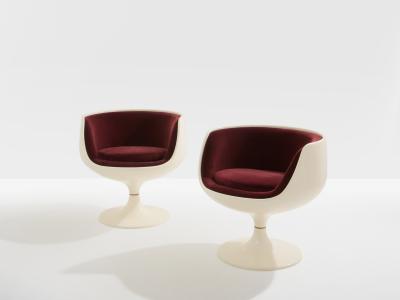 Eero Aarnio Eero Aarnio pair of Cognac chairs fiberglass alpaca velvet 1967