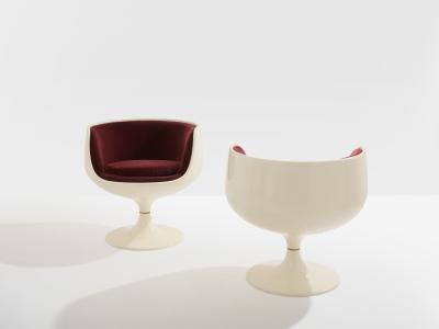 Eero Aarnio Eero Aarnio pair of Cognac chairs fiberglass alpaca velvet 1967