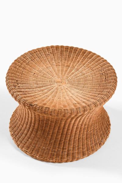 Eero Aarnio Scandinavian Modern Stool Side Table in Rattan by Eero Aarnio 1960s