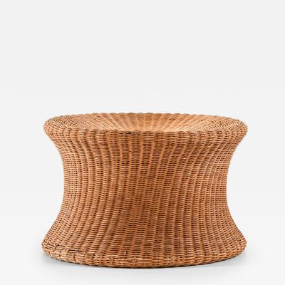 Eero Aarnio Scandinavian Modern Stool Side Table in Rattan by Eero Aarnio 1960s