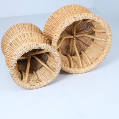 Eero Aarnio Set of Two Eero Aarnio Mushroom Juttu Stools In Rattan Wicker Asko 1960s