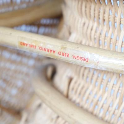 Eero Aarnio Set of Two Eero Aarnio Mushroom Juttu Stools In Rattan Wicker Asko 1960s