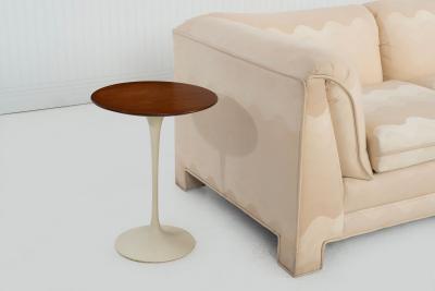 Eero Saarinen Early Eero Saarinen Tulip Side Tables c 1960 Walnut Tops Cast Iron Bases