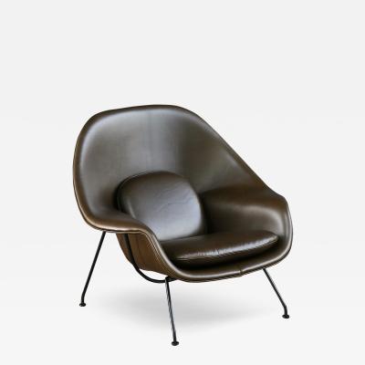 Eero Saarinen Early Eero Saarinen Womb Forest Green Leather Chair for Knoll