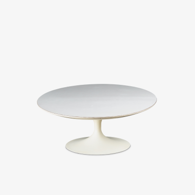 Eero Saarinen Early Eero Saarinen for Knoll Oval Pedestal Tulip Coffee Table in White Laminate