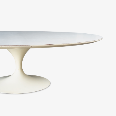 Eero Saarinen Early Eero Saarinen for Knoll Oval Pedestal Tulip Coffee Table in White Laminate