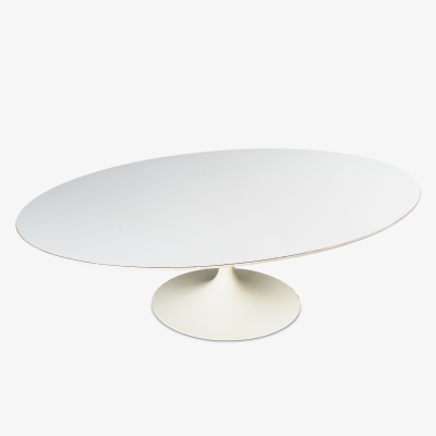 Eero Saarinen Early Eero Saarinen for Knoll Oval Pedestal Tulip Coffee Table in White Laminate
