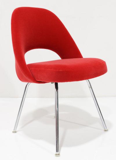 Eero Saarinen Eero Saarinen Armless Executive Chairs by Knoll in Donghia Red Mohair